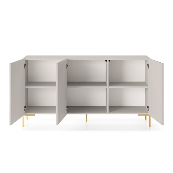 Madia Cannettata 140 Cm 3 Ante Tortora Piedini Oro Zenith