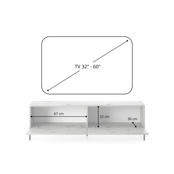 Mobile TV 140 Cm Listellato 2 Ante Tortora Piedini Oro Zenith