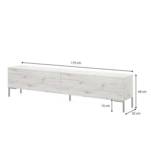 Mobile TV 175 Cm Listellato 2 Ante Rovere Piedini Neri Zenith