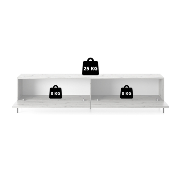 Mobile TV 175 Cm Listellato 2 Ante Rovere Piedini Neri Zenith