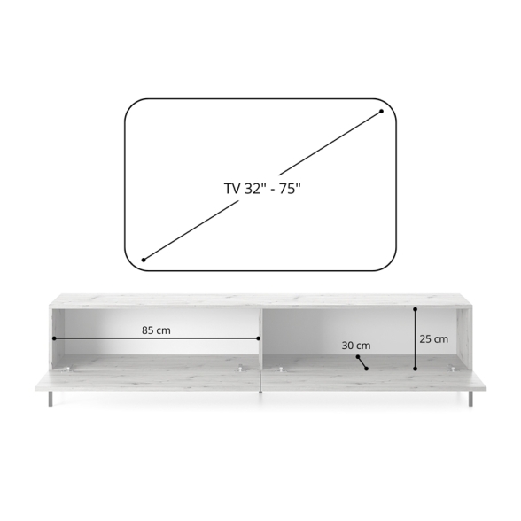 Mobile TV 175 Cm Listellato 2 Ante Tortora Piedini Oro Zenith
