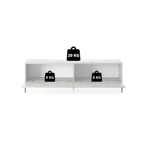 Mobile TV Da Terra 140 Cm Listellato 2 Ante Nero E Rovere Zenith