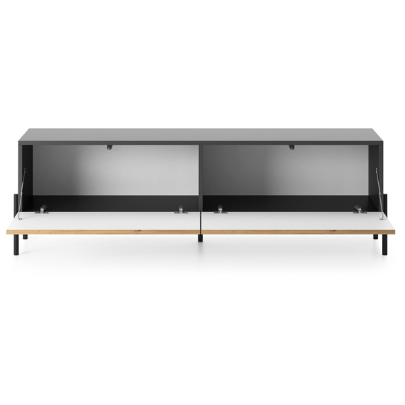 Mobile TV Da Terra 140 Cm Listellato 2 Ante Nero E Rovere Zenith