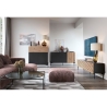 Mobile TV Da Terra 140 Cm Listellato 2 Ante Nero E Rovere Zenith