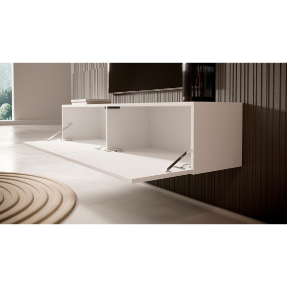 Mobile TV Sospeso 140 Cm Cannettato 2 Ante Bianco Opaco Bali