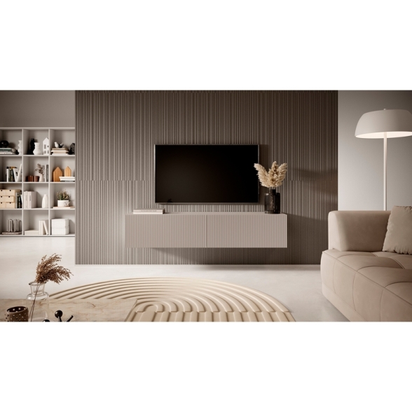 Mobile TV Sospeso 140 Cm Cannettato 2 Ante Tortora Bali