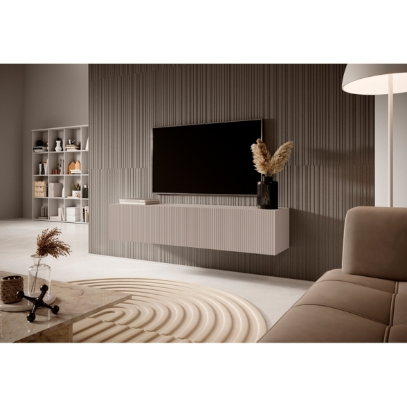 Mobile TV Sospeso 140 Cm Cannettato 2 Ante Tortora Bali