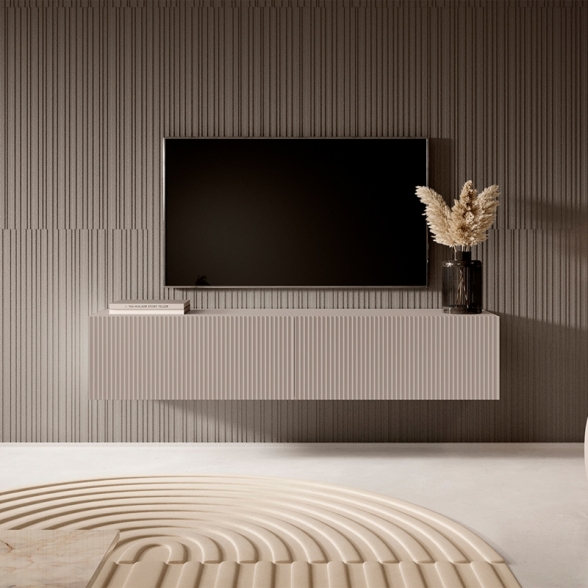 Mobile TV Sospeso 140 Cm Cannettato 2 Ante Tortora Bali