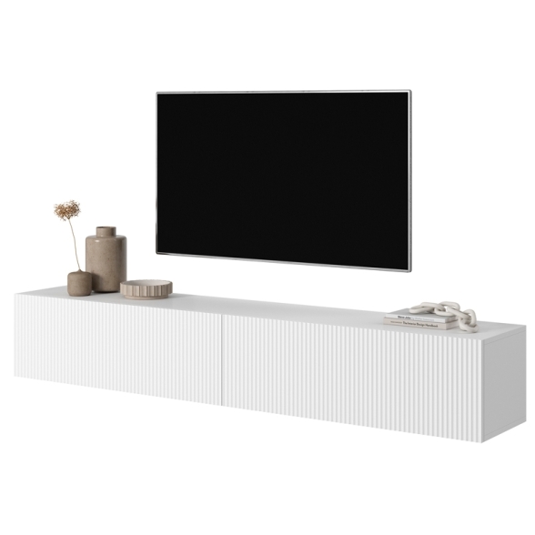 Mobile TV Sospeso 175 Cm Cannettato 2 Ante Bianco Opaco Bali