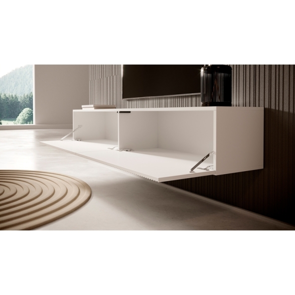 Mobile TV Sospeso 175 Cm Cannettato 2 Ante Bianco Opaco Bali