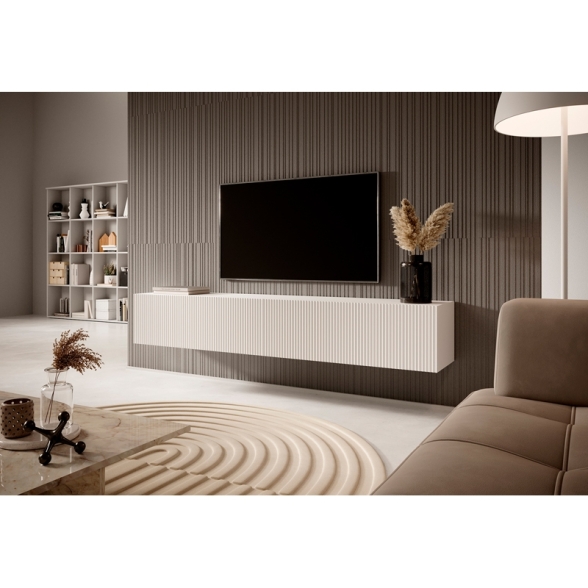 Mobile TV Sospeso 175 Cm Cannettato 2 Ante Bianco Opaco Bali