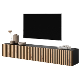 Mobile TV Sospeso Listellato 175 Cm Nero E Rovere Astra