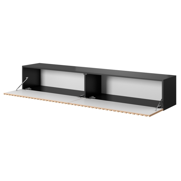 Mobile TV Sospeso Listellato 175 Cm Nero E Rovere Astra