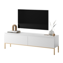 Mobile TV Da Terra 150 Cm 2 Ante Bianco Piedini Oro Lume