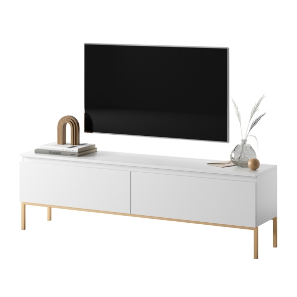 Mobile TV Da Terra 150 Cm 2 Ante Bianco Piedini Oro Lume