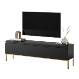 Mobile TV Da Terra 150 Cm 2 Ante Nero Piedini Oro Lume