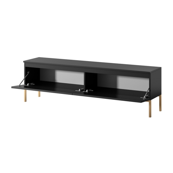 Mobile TV Da Terra 150 Cm 2 Ante Nero Piedini Oro Lume