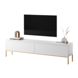 Mobile TV Da Terra 175 Cm 2 Ante Bianco Piedini Oro Lume