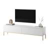 Mobile TV Da Terra 175 Cm 2 Ante Bianco Piedini Oro Lume