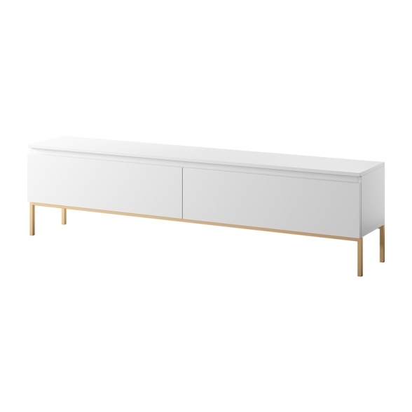 Mobile TV Da Terra 175 Cm 2 Ante Bianco Piedini Oro Lume