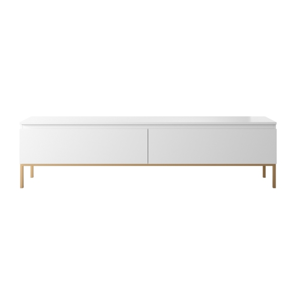 Mobile TV Da Terra 175 Cm 2 Ante Bianco Piedini Oro Lume