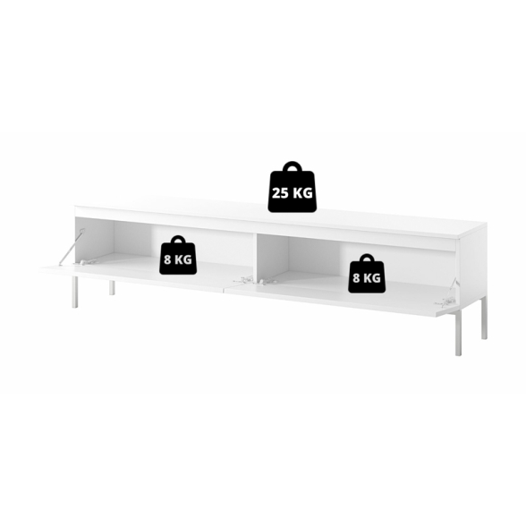 Mobile TV Da Terra 175 Cm 2 Ante Bianco Piedini Oro Lume