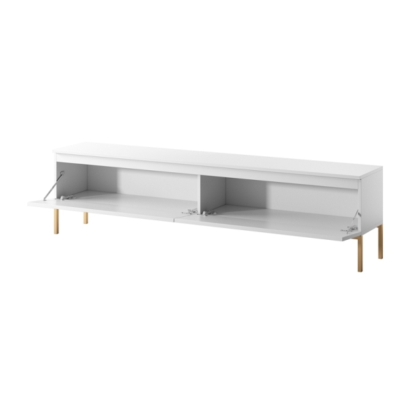 Mobile TV Da Terra 175 Cm 2 Ante Bianco Piedini Oro Lume
