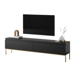 Mobile TV Da Terra 175 Cm 2 Ante Nero Piedini Oro Lume