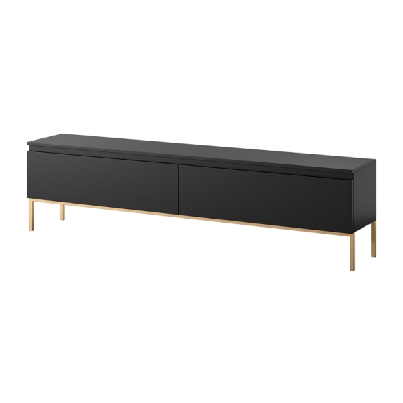 Mobile TV Da Terra 175 Cm 2 Ante Nero Piedini Oro Lume