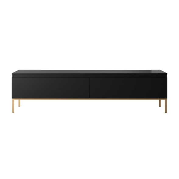 Mobile TV Da Terra 175 Cm 2 Ante Nero Piedini Oro Lume