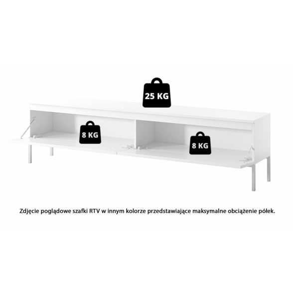 Mobile TV Da Terra 175 Cm 2 Ante Nero Piedini Oro Lume
