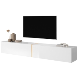 Mobile TV Sospeso 200 Cm 2 Ante Bianco Lucido E Oro Echo