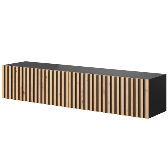 Mobile TV Sospeso Listellato 140 Cm Nero E Rovere Astra