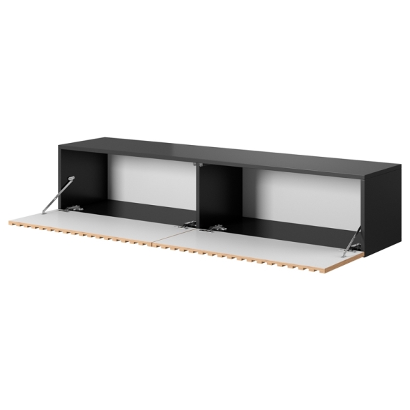 Mobile TV Sospeso Listellato 140 Cm Nero E Rovere Astra