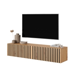 Mobile TV Sospeso Listellato 140 Cm Rovere E Nero Astra