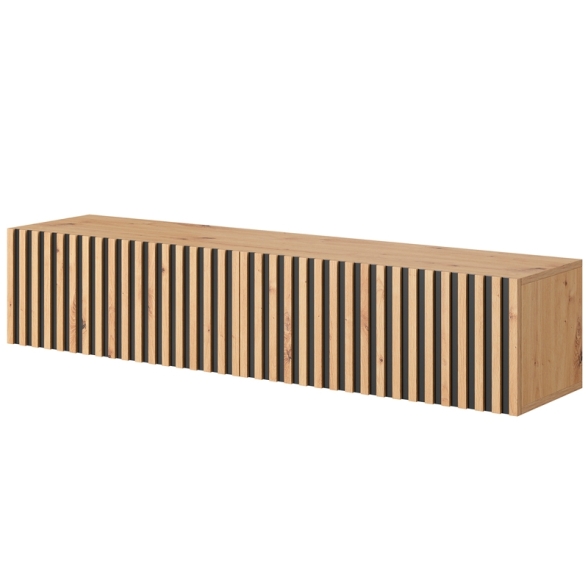 Mobile TV Sospeso Listellato 140 Cm Rovere E Nero Astra