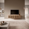 Mobile TV Sospeso Listellato 140 Cm Rovere E Nero Astra