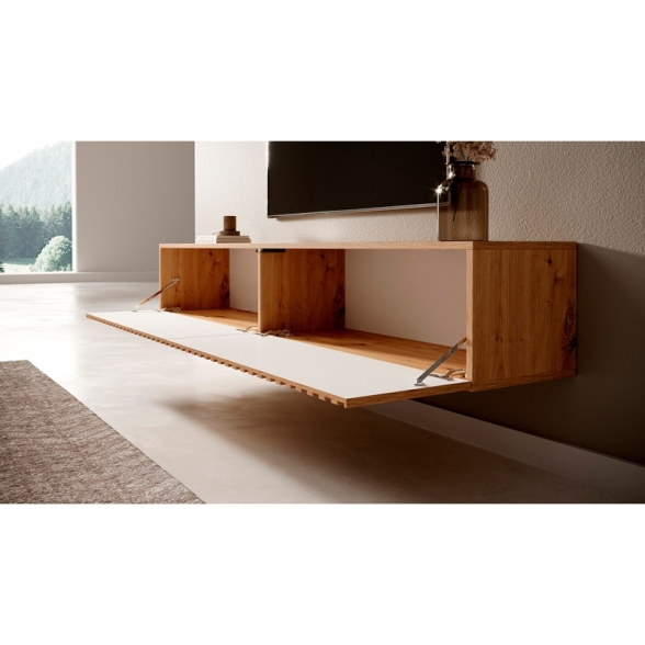 Mobile TV Sospeso Listellato 175 Cm 2 Ante Rovere Astra