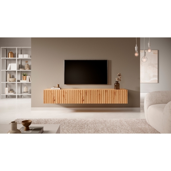 Mobile TV Sospeso Listellato 175 Cm 2 Ante Rovere Astra