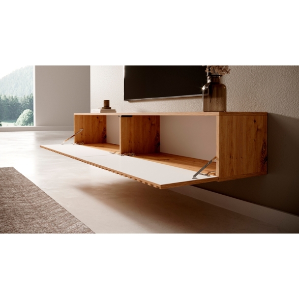Mobile TV Sospeso Listellato 175 Cm Rovere E Nero Astra