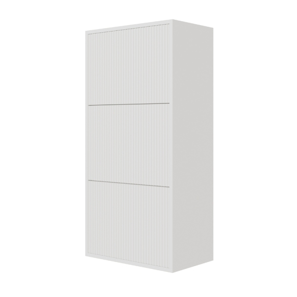 Scarpiera Sospesa Cannettata 3 Ante 50x30x103 Bianco Bali