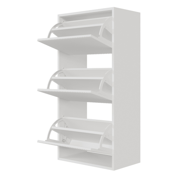 Scarpiera Sospesa Cannettata 3 Ante 50x30x103 Bianco Bali