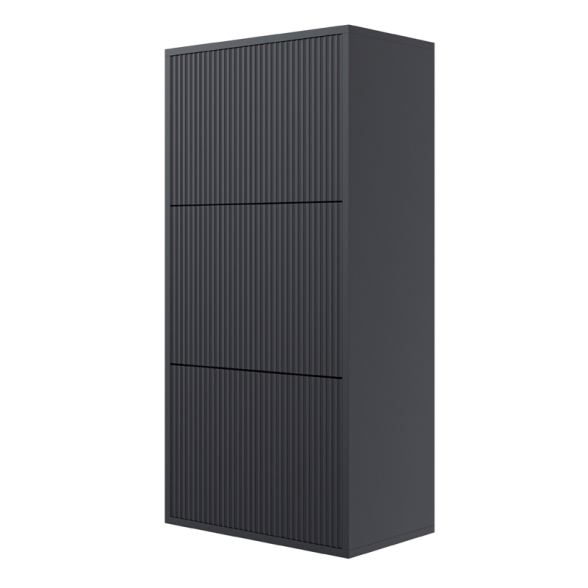 Scarpiera Sospesa Cannettata 3 Ante 50x30x103 Nero Bali