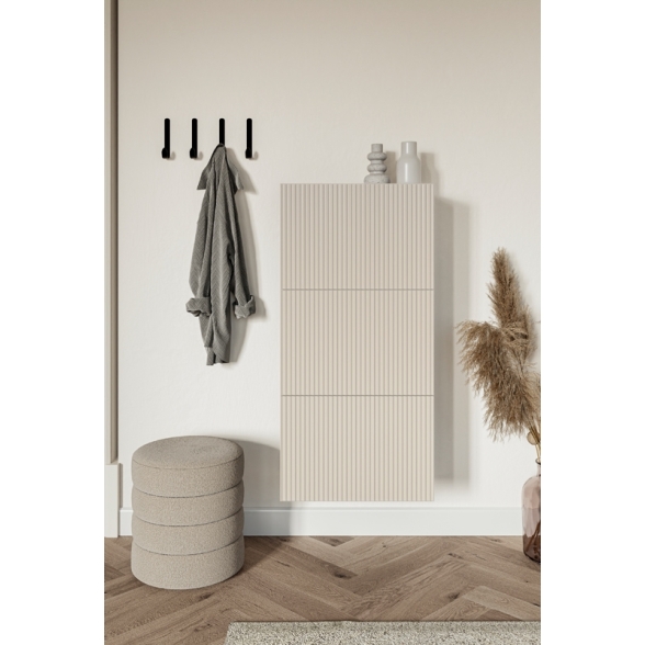 Scarpiera Sospesa Cannettata 3 Ante 50x30x103 Tortora Bali