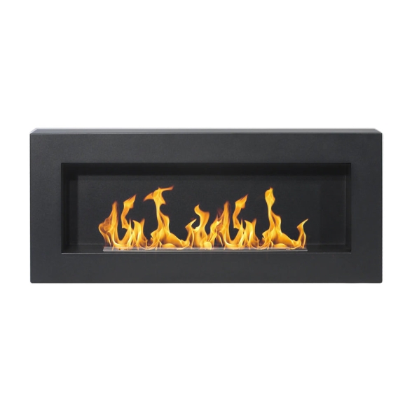 Camino a bioetanolo a parete Siena Nero 90x12x40 Divina Fire