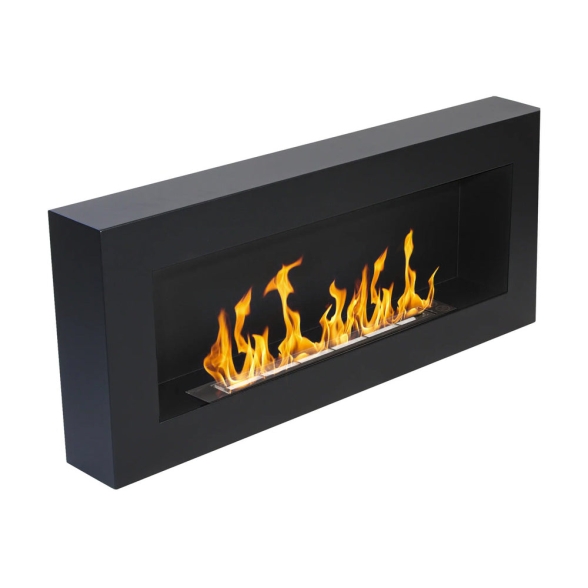 Camino a bioetanolo a parete Siena Nero 90x12x40 Divina Fire