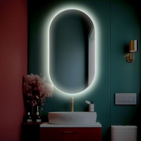 Specchio da bagno ovale retroilluminato OLIVIA LED 50x100 