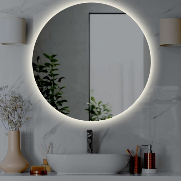 Specchio da bagno rotondo retroilluminato tondo d. 80 LUNA 