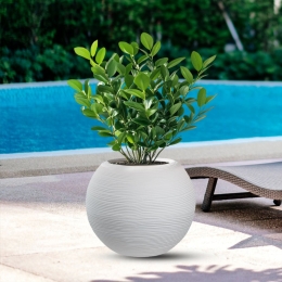 Vaso in resina tondo a sfera d.40x33h Botticelli Bianco