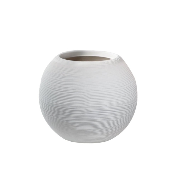 Vaso in resina tondo a sfera d.40x33h Botticelli Bianco